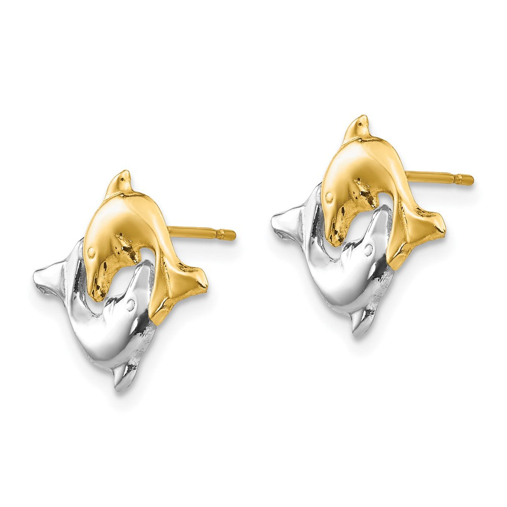 14K Two-Tone Gold Madi K Dolphin Post Earrings