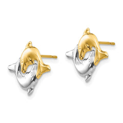 14K Two-Tone Gold Madi K Dolphin Post Earrings