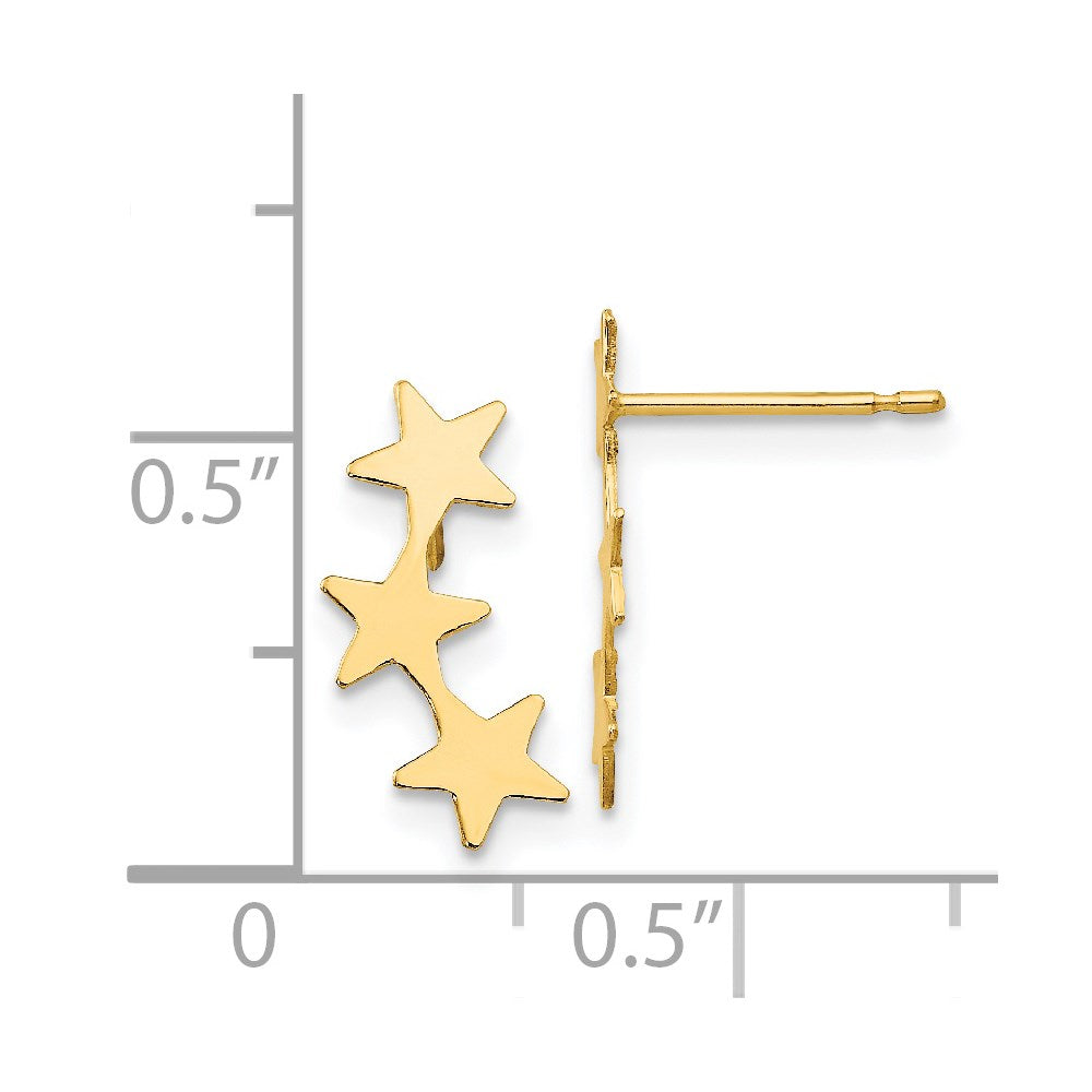 14K Yellow Gold Madi K Polished 3-Star Post Earrings