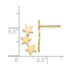 14K Yellow Gold Madi K Polished 3-Star Post Earrings