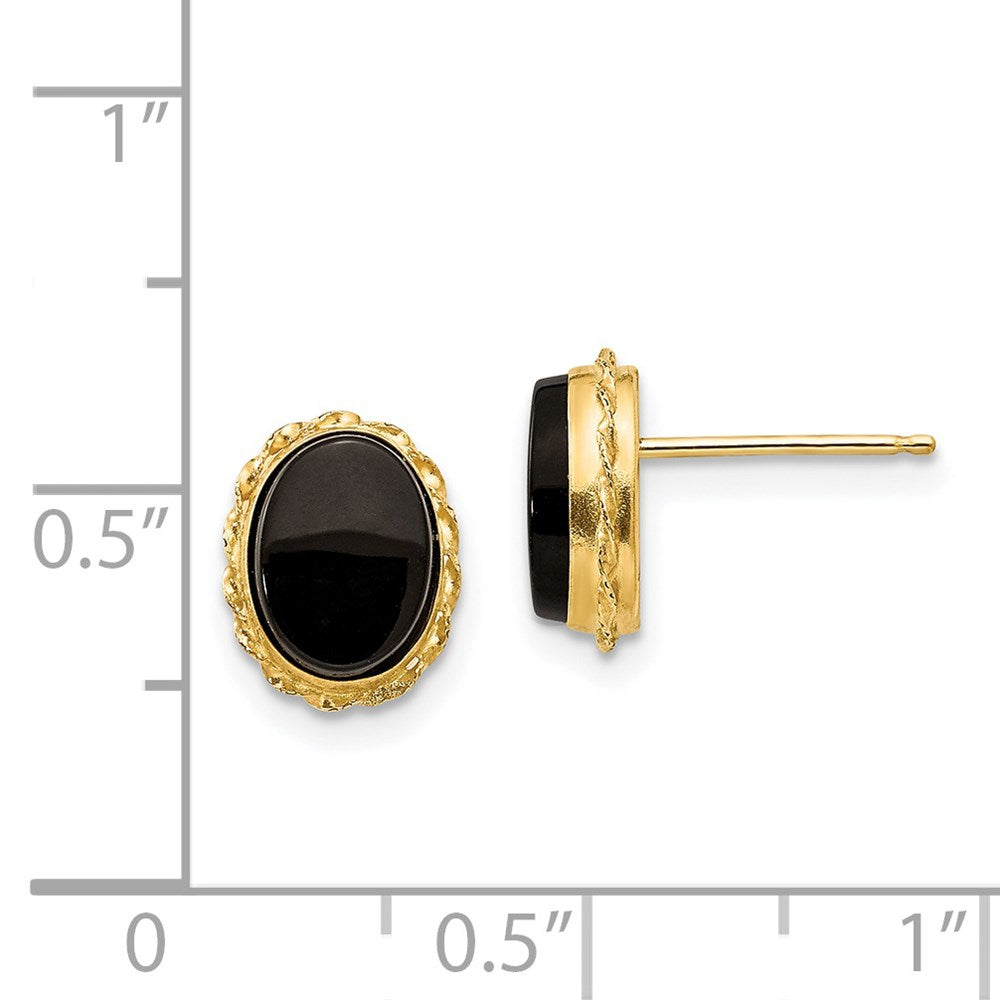 14K Yellow Gold Madi K Bezel Onyx Earrings