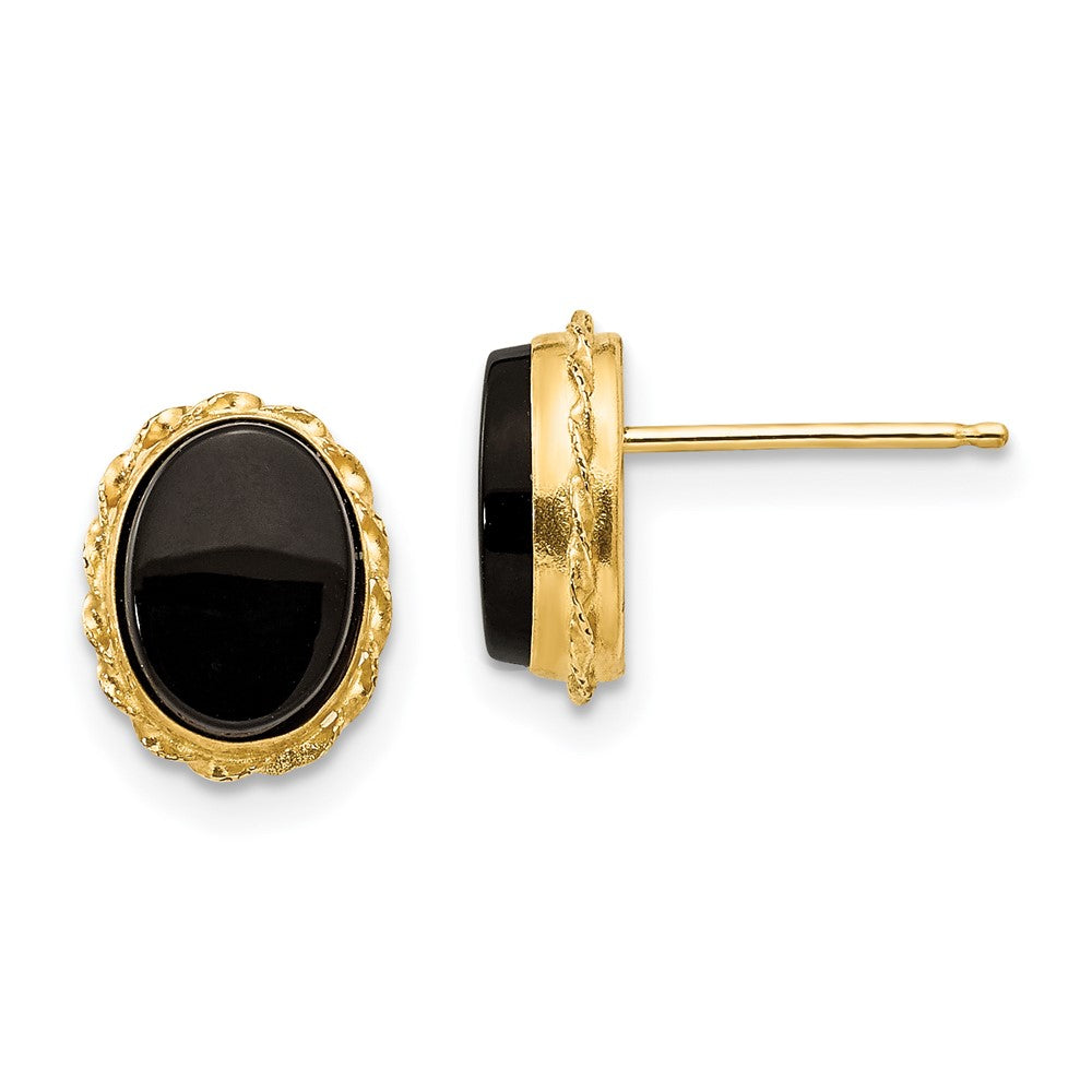14K Yellow Gold Madi K Bezel Onyx Earrings