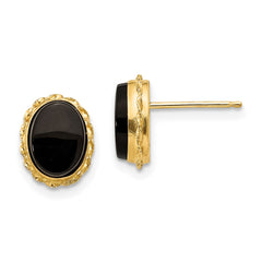 14K Yellow Gold Madi K Bezel Onyx Earrings
