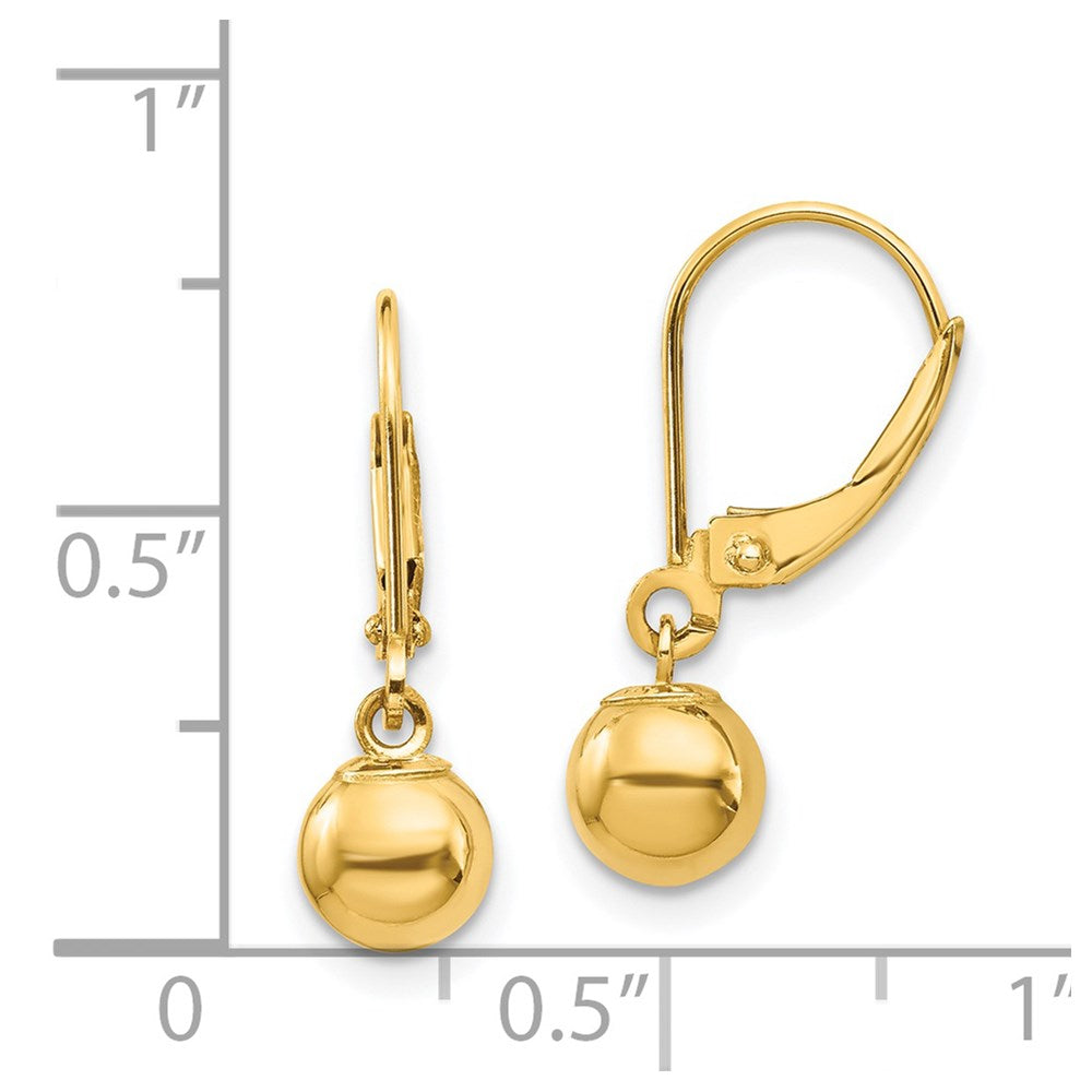 14K Yellow Gold Madi K Dangle 6mm Bead Leverback Earrings