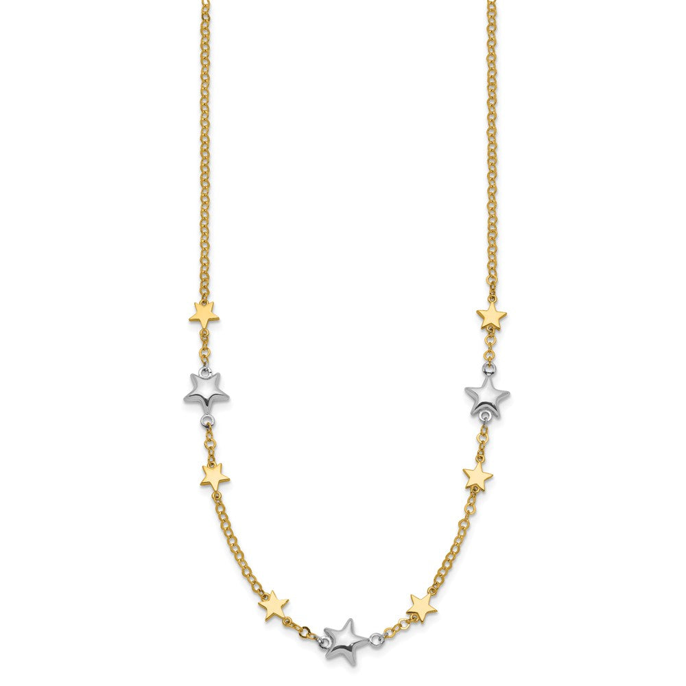 14K Two-Tone Gold Stars with 1in ext. Necklace