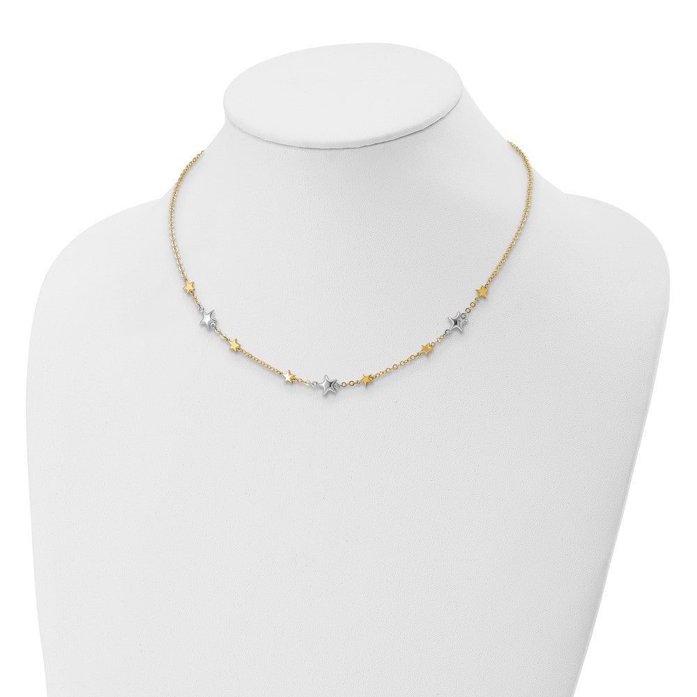 14K Two-Tone Gold Stars with 1in ext. Necklace