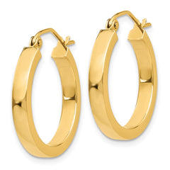 14K Yellow Gold 2x3mm Square Tube Hoops