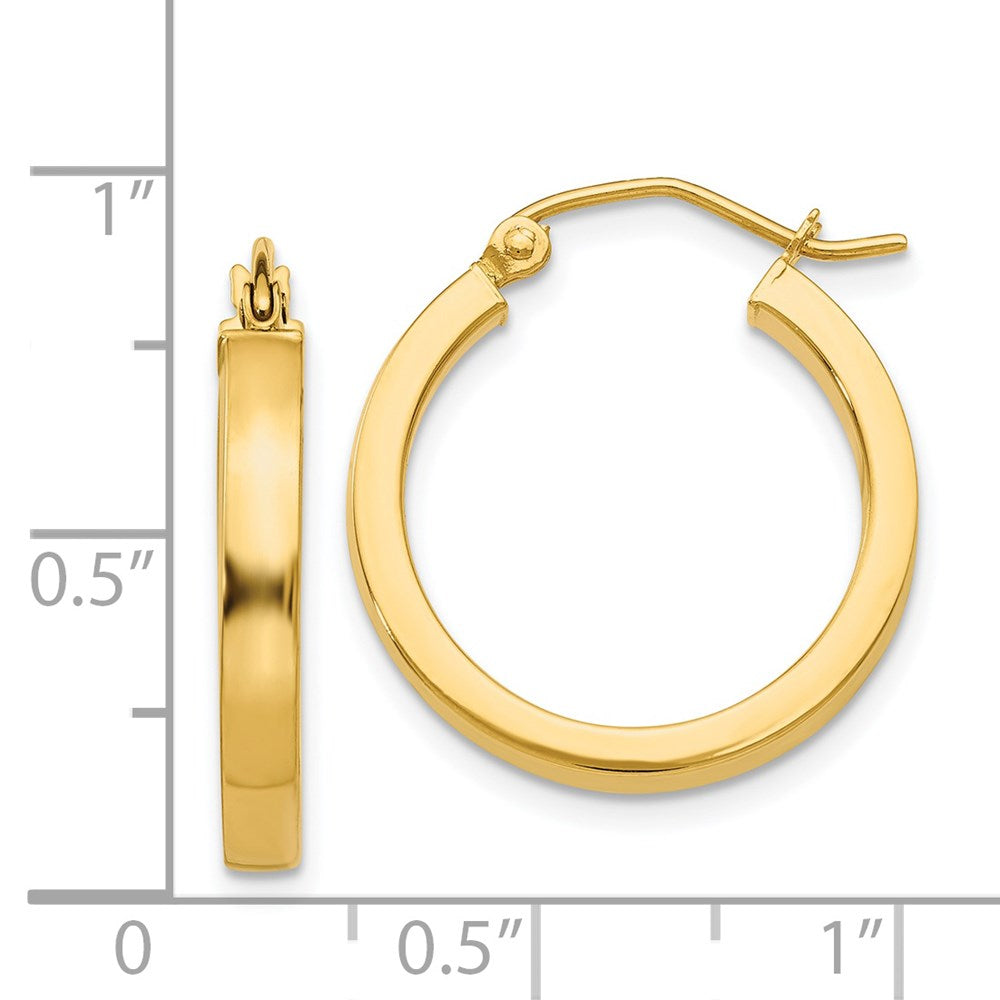 14K Yellow Gold 2x3mm Square Tube Hoops