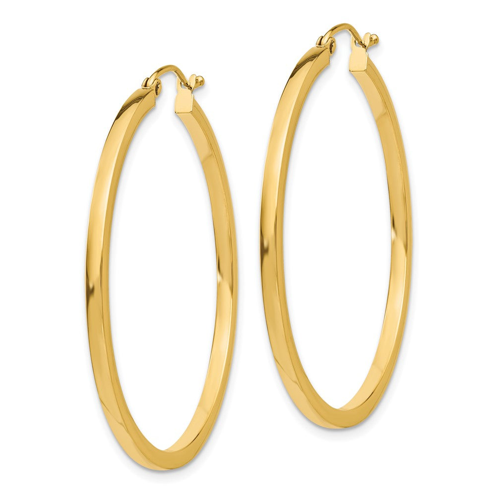 14K Yellow Gold 2mm Square Tube Hoop Earrings