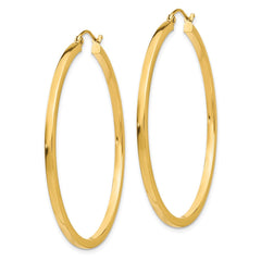 14K Yellow Gold 2mm Square Tube Hoop Earrings