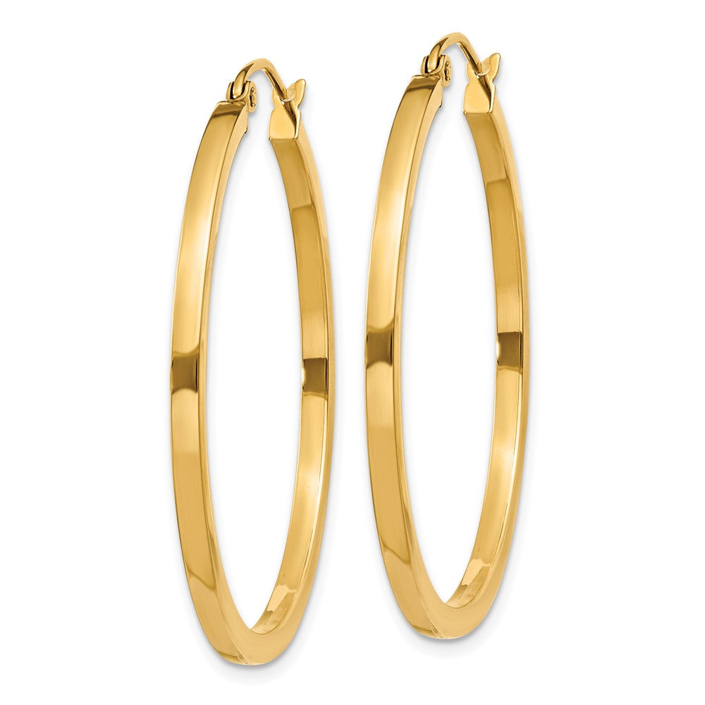 14K Yellow Gold 2mm Square Tube Hoop Earrings