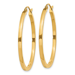 14K Yellow Gold 2mm Square Tube Hoop Earrings