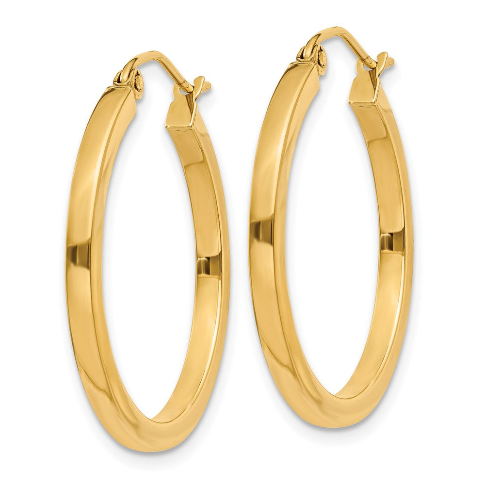 14K Yellow Gold 2mm Square Tube Hoop Earrings