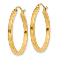 14K Yellow Gold 2mm Square Tube Hoop Earrings