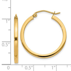 14K Yellow Gold 2mm Square Tube Hoop Earrings