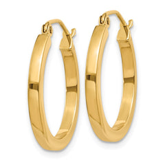14K Yellow Gold 2mm Square Tube Hoop Earrings