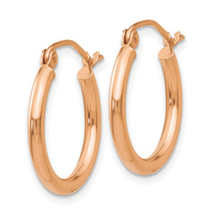 14K Yellow Gold Polished 2x17.5mm Tube Hoop Earrings