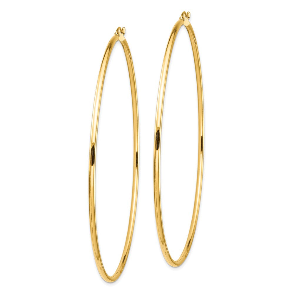 14K Yellow Gold Polished 2x80mm Tube Hoop Earrings