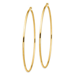 14K Yellow Gold Polished 2x80mm Tube Hoop Earrings
