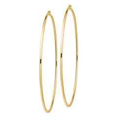 14K Yellow Gold Polished 2x100mm Tube Hoop Earrings