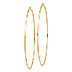 14K Yellow Gold Polished 2x100mm Lightweight Tube Hoop Earrings