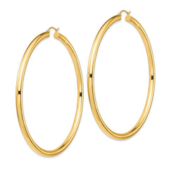 14K Yellow Gold Polished 4x80mm Tube Hoop Earrings