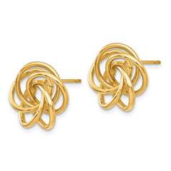 14K Yellow Gold Polished Love Knot Post Earrings