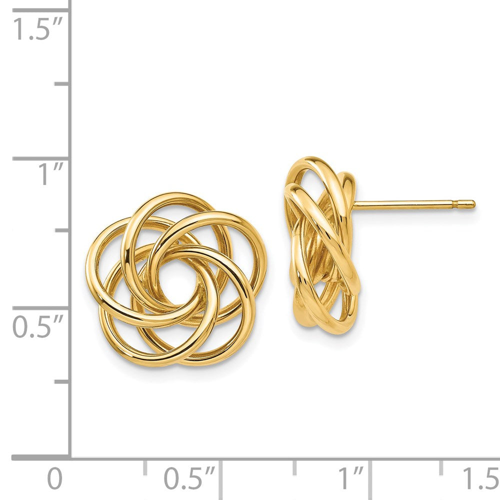 14K Yellow Gold Polished Love Knot Post Earrings