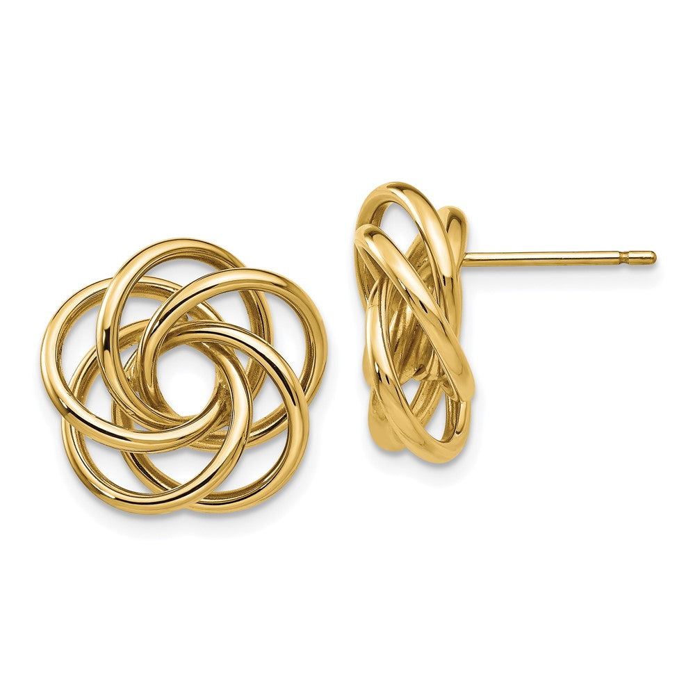 14K Yellow Gold Polished Love Knot Post Earrings