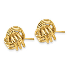 14K Yellow Gold Polished Triple Knot Post Earrings