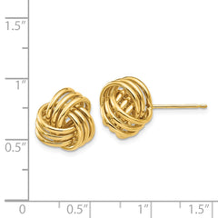 14K Yellow Gold Polished Triple Knot Post Earrings