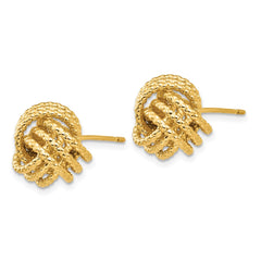 14K Yellow Gold Polished & Twisted Love Knot Post Earrings