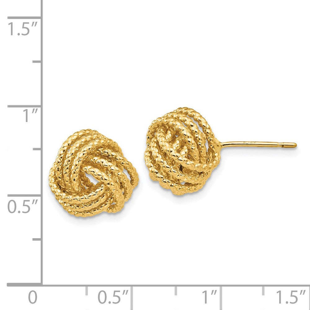 14K Yellow Gold Polished & Twisted Love Knot Post Earrings