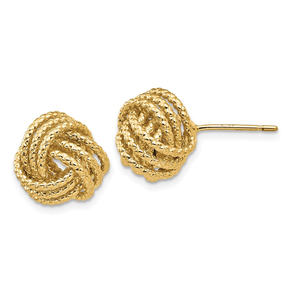 14K Yellow Gold Polished & Twisted Love Knot Post Earrings