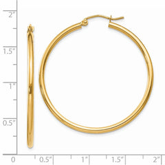 14K Yellow Gold Polished 2x40mm Tube Hoop Earrings