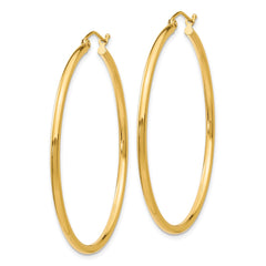 14K Yellow Gold Polished 2x45mm Tube Hoop Earrings