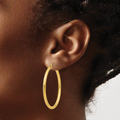 14K Yellow Gold Polished 2.5mm Tube Hoop Earrings