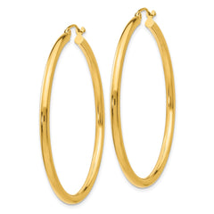 14K Yellow Gold Polished 2.5mm Tube Hoop Earrings