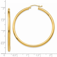 14K Yellow Gold Polished 2.5mm Tube Hoop Earrings