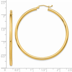 14K Yellow Gold Polished 2.5mm Tube Hoop Earrings