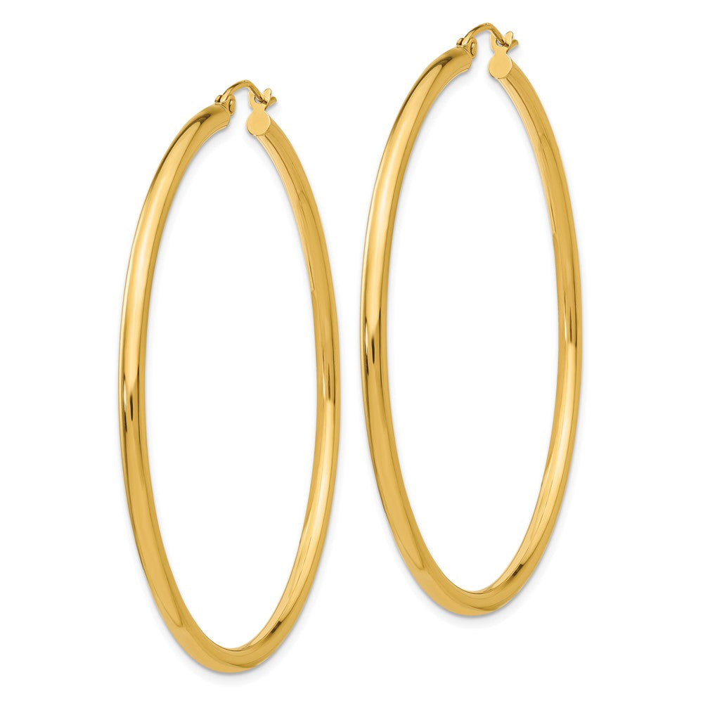 14K Yellow Gold Polished 2.5mm Tube Hoop Earrings