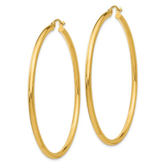 14K Yellow Gold Polished 2.5mm Tube Hoop Earrings