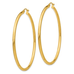 14K Yellow Gold Polished 2.5mm Lightweight Tube Hoop Earrings