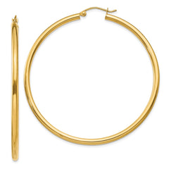 14K Yellow Gold Polished 2.5mm Tube Hoop Earrings