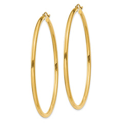 14K Yellow Gold Polished 2.5mm Lightweight Tube Hoop Earrings