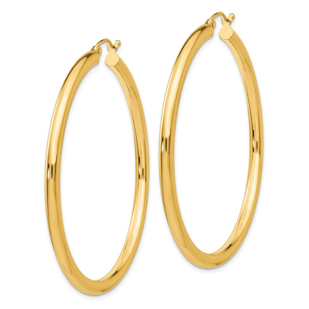 14K Yellow Gold Polished 3mm Tube Hoop Earrings