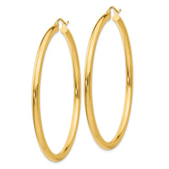 14K Yellow Gold Polished 3mm Tube Hoop Earrings