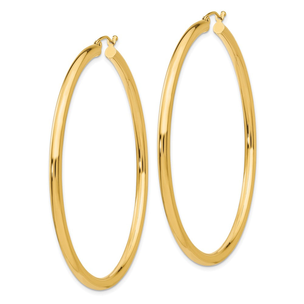 14K Yellow Gold Polished 3mm Tube Hoop Earrings