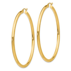 14K Yellow Gold Polished 3mm Tube Hoop Earrings