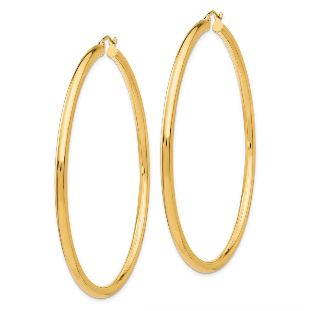 14K Yellow Gold Polished 3mm Tube Hoop Earrings